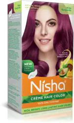 Nisha Creme Hair Color for Women - Wine Burgundy, 60g+60ml, Long-lasting, 100% Grey Coverage Permanent Hair Colour for Soft, Shiny, Healthy Hair
