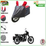 DUFFELMotorcycle Body Cover Used For Royal Enfie Classic Chrome Cover Water Resistance Dustproof UV Protection Indor Outdor And Parking Comfortable With All Varients Full Body Protection (Grey And Red )