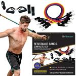 MuscleXP DrFitness+ Resistance Band Complete Set, 5 Color Resistance Bands, 2 Foam Sponge Handles, 1 Door Anchor, 2 Ankle Straps With Carrying Bag, Resistance Bands for Workout for Men & Women.