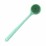 KitchenFest Double-Sided Shower Soft Silicone Bath Body Brush with Long Handle, 1 Pcs (Green)