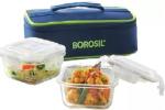 Borosil Glass 2-Containers Square Lunch Box, 320 Ml