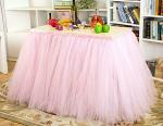 My Party Suppliers Pink Queen Wonderland Tulle Skirt Tutu Polyester Tablecloth with Smooth Edge