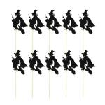 Festiko 10 Pieces Witch Cupcake Toppers Dessert Fruit Muffin Cake Picks Halloween Party Birthday Cupcake Decorations