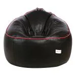 Sattva Muddha Grey with Pink Piping Leatherette Bean Bag Cover 33 inch x 33 inch x 33 inch