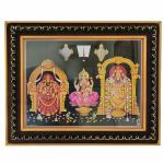 pujaNpujari Tirupathi Balaji Lakshmi Padmavathi Photo Frame for Wall Hanging and Pooja Room (L * H : 11.5 X 14.5 Inch)