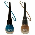 KINDED Teal Green and Camel Brown Waterproof Smudgeproof Longlasting Liquid Eye Liner, 5 ml - Pack of 2