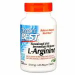 Doctor's Best Sustained Plus Immediate Release L-Arginine, 500 mg, 120 Bilayer Tablets