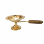 Loban Incense Burner, Brass with Wooden Handle, 8 x 4 x 3 inches