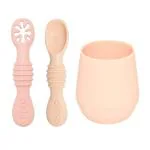 ZoZoBaa Non Slip Pink Silicone Drinking Cup With Spoon Set - 55 ml