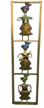 HINDUSTAN HEALTH & WELLNESS SOLUTION - Wrought Iron Sardar Frame | 39.5 X 6 Inch | Wall hanging Three Rajasthani Musician Wall Art For Home,Office,Living Room,Café | Wall Décor 3 Safa Wall Panel Musician