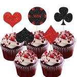 Festiko Casino Night Poker Theme Cupcake Toppers Casino Cupcake Toppers, Las Vegas Party Decorations (30 Pcs)