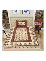 Monik Handicrafts Brown 104 TC Jaipuri Prints Cotton Single Flat Bedsheet (216 x 146 cm)