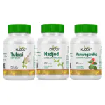 KudosTulsi Tablets | Hadjod Tablets | Ashwagandha Tablets | 60 Tablets | GMP Certifed | Pack Of 3