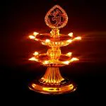 NSCC 2 Layer Electric Gold LED Diya Deepak for Diwali Home Temple Decoration 1 Piece