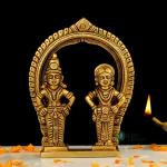 SHRI CREATIONS Brass Vitthal Rukmani Vithal Rukmini Idol of God Shri Vitthoba Rukmini Height 15Cm
