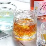 Old Fashioned Dancing Whiskey Glass Set of 2 with Rotatable Bottom ,Premium Sun Flower Design Glasses for Scotch,Bourbon,Vodka, Juice, and Cocktails (180ml)