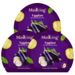 MasKing Superfood Eggplant Sheet Mask for Skin Brightening, Hydrating for Women & Men, Pack of 3