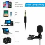 VeeDee Lavalier Collar Microphone Voice Recording for Singing YouTube, Interview, Teaching, Recording, Smartphones, Black