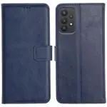 Genron Samsung M32 5G Flip Cover Case | 360 Protection | Inbuilt Stand & Pockets | Wallet Style Leather Flip Back Cover Case for Samsung Galaxy M32 5G (Blue)