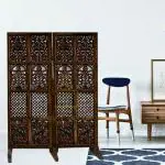 CRAFT DECOR Wooden Room Partition for Living Room, Wood Screen Separator and Wooden Room Dividers, Studio Wall Panel 5 Feet with Stands for Living Room/Bedroom/Office/Restaurant/(Brown) (2 Panels)