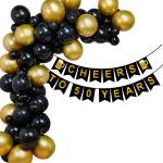 Party Propz Gold, Black Paper 50 Years Decoration Banner, Balloons Set