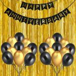 Party Midlinkerz Rubber Golden and Black Plain Rubber Happy Birthday Balloon Decoration Kit (Pack of 53)