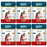 ELDURO Regular XL Adult Diaper Pant, 60 Count, 14 hrs Overnight Protection Pack of 6