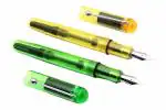 Ledos Yellow and Green Alloy Steel Jinhao Student Demonstrator Fountain Pens Fine Nib Converter with Steel Ball Clip