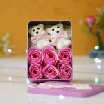 WEBELKART Premium Swan Kissing Duck Showpiece for Home and Table Decor Decorative Showpiece - 22.86 cm (Aluminium, Black)