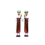 Mahaveer Art Industries Iron Handpainted Designer traditianol musician dolls set of 3 Multicolor