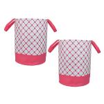 Unicrafts Laundry bag Waterproof Light Weight Collapsible Foldable Laundry Bag for Clothes and Toys Storage (Pink Dot, 45 Liter) Set of 02