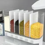 VMITRA Wall Mounted Cereal Food Dispenser For Kitchen 6 Grid Dry Food Dispenser Space Saving Storage Containers for Cereal, Rice, Nuts, Candy, Coffee Bean, Snack, Grain, polypropylene