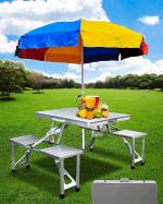 On Store Transparent Aluminium Portable Folding Camp Suitcase Picnic Table With 4 Seats