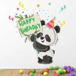 StickMe Multicolor Vinyl Cute Panda Happy Birthday Wishes Wall Sticker