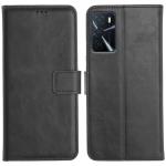 Orosky Oppo A16 Flip Cover Case | Hand Stitched | Shockpooof | Wallet Style Leather Flip Back Cover for Oppo A16 (Black)