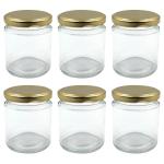 Farkraft Store Gold Glass Jar with Metal Air Tight Lid (Pack of 6) l Ceramic jars l Glossy finish Jars l Designer Jars l Microwave proof l Latest design