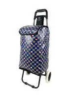 EB EVER BEST Foldable Shopping Trolley Bag with wheels| Fruits & Vegetable Cart (Blue Chess)