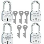 Foora Lock And Key With 4 Same Key Lock Set - Pack Of 4