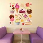 LANSTICK Multicolor Ice Cream Self Adhesive Wall Sticker