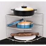 Plantex Stainless Steel Multipurpose 2 Tier Kitchen Corner Storage Shelf or Storage Rack for Kitchen