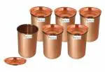 Prisha India Craft Pure Copper Glass 320 ML, Set of 6