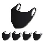 MEELANA Black Cotton Super Breathable Washable Reusable Stylish with UV Protection Cloth Face Masks (6 x 8 x 10 Centimeters) (pack of 5)