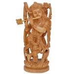 Lavanshi Brown Wooden Lord Krishna Statue 20 cm