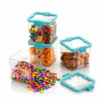 PENTOLE WE CARE FOR YOUR CONVENIENCE Store and Lock Air Tight Square Shape Kitchen Storage Container,Leak Proof Locking Lid,Fridge Cereal Dispenser Food Storage container ( 4, BLUE )