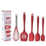 P-Plus International Premium Silicone Kitchen Utensils Set (5 Piece) in Hygienic Solid Coating Red