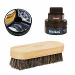 Helios Brown Power Shiner Shoe Cream 199 Horse Hair Brush Care Set, Free Size