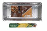 Freshee 11Micron Thick 11gm Aluminium Silver Foil Roll With 3pcs 9000ml Disposable Aluminium Foil Baking Tray Full Deep without Lid Foil Contaners for Food Storge, Wrapping, Parcel,Packing, Baking