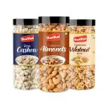 YUM YUM Dry Fruits Combo 450g Walnut, Almond & Cashew | Kaju, Badam & Akhrot Giri (150 g x 3)