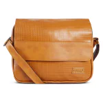 Goblin Arcade Messenger Bag with 12 inch Tablet Compartment, Adjustable Strap, Magnetic Flap, Trolly Strap, Leather Professional Office Bag for Men & Women, College Bag (Tang) 1 Year Warranty