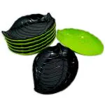 Inpro Melamine Stylish Designer Quarter Plates (Pack of 12) For Snacks Plate - Quarter Plate-Melamine Plate-designer Plate- Leaf Plate-Small Plate-Stylish Plate- Kitchen crockery- 6 Green & 6 Black color Plates-dinner plates-Melamine Dinnerware